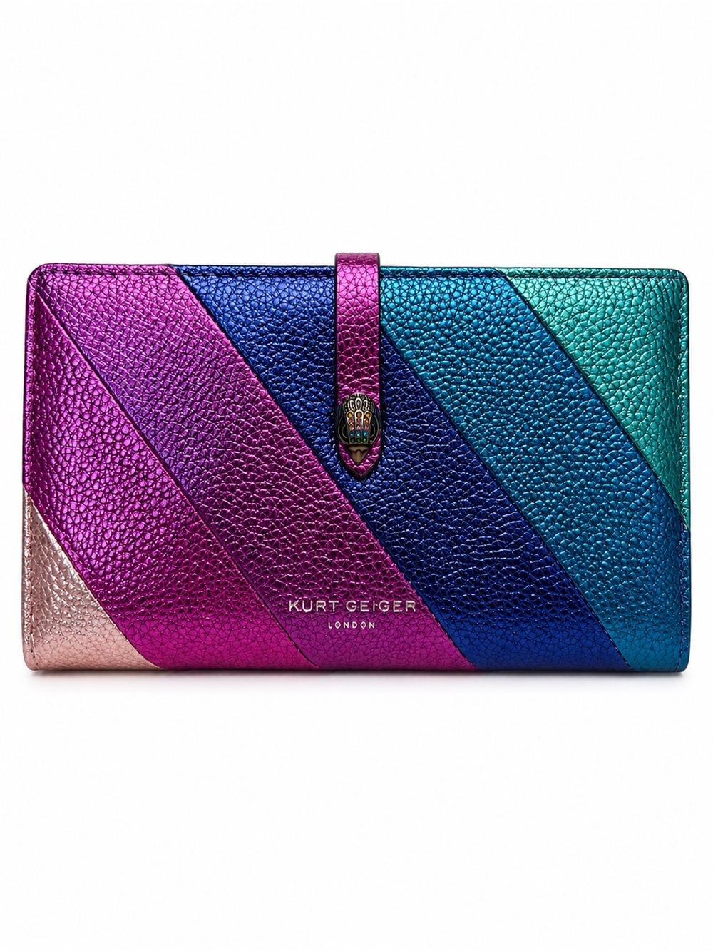 Kurt Geiger Rainbow Metallic Leather Continental Wallet - Multicolor